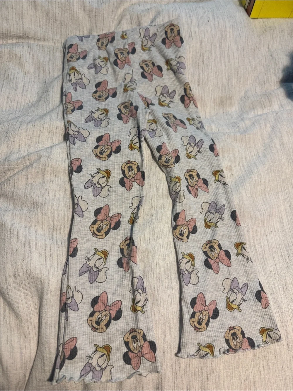 Disney Girls Minnie Mouse Gray Pants with Pink & Purple Bows